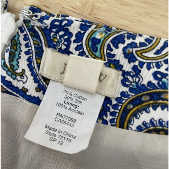 J Crew Dolores Silk Sheath Dress Peacock Paisley Print Size 6 Short Sleeve‎ Blue - Picture 11 of 14